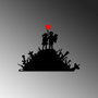 Wallity Banksy - 1 Escultura de Pared de Metal Negro y Rojo